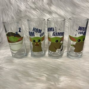 Star Wars The Mandalorian Grogu Glasses X 4